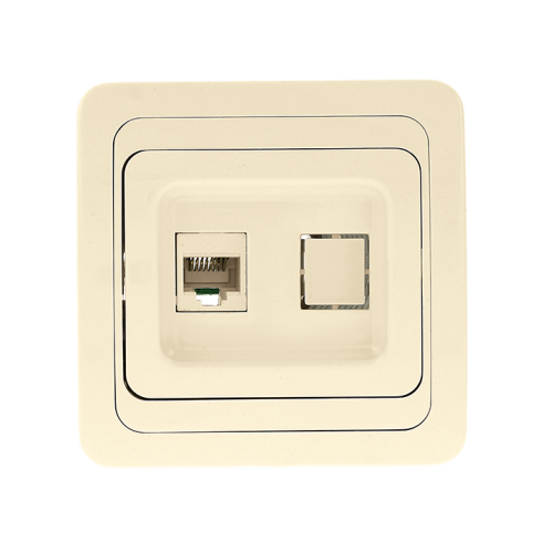 Розетка RJ-45 1-местная бежевая Лондон (10шт) EKF | код EEK01-035-20 | EKF