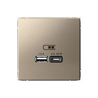 ARTGALLERY USB РОЗЕТКА A + тип-C 45Вт высокоскор.заряд. QC, PD, механизм, ШАМПАНЬ | код GAL000529 | Systeme Electric