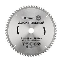 Диск пильный 305 мм х 60 зуб х 32/30 мм Kranz | код KR-92-0135 | KRANZ