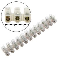 Клеммная колодка винтовая типа U RUICHI PA12, 12 контактов, 15 A, 400 В, 12 мм2, корпус нейлоновый белый | код 60983 | Ruichi