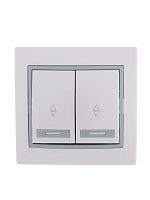 Выключатель проходной 2-кл. СП Мира 10А с сер. вставкой бел. LEZARD 701-0215-106