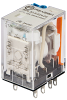 RP4.34.9.220.02 Промежуточное реле с нормированным коэффициентом срабатывания 0,65 Un 4 перекидных контакта 6А (= 220В DC) блокируемая кнопка проверки + светодиод + диод (A1+) | код RP434922002 | РЕЛЕОН