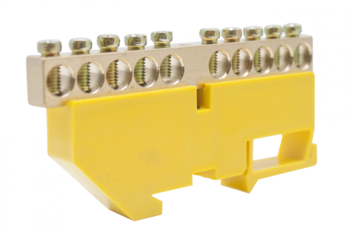 Шинки нулевые латунные на дин-опоре ШНИ 8х12мм 10 отв. цвет желтый | код DBN-28-10PE | Engard