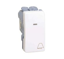 Кнопка клавишная звонок с подсветкой узкая, 10А 250В, S27 белый | код 27160-64 | Simon