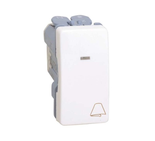 Кнопка клавишная звонок с подсветкой узкая, 10А 250В, S27 белый | код 27160-64 | Simon