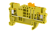 Клемма проходная PUSH-IN 2,5 мм2, с размыкателем, на 2 подключения, желтая PQK2.5-YELLOW | код 3102120004 | Elmex