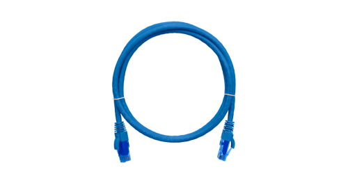 Коммутационный шнур NIKOMAX U/UTP 4 пары, Кат.6 (Класс E), 250МГц, 2хRJ45/8P8C, T568B, заливной, с защитой защелки, многожильный, BC (чистая медь), 24AWG (7х0,205мм), LSZH нг(А)-HFLTx, синий, 0,5м | код NMC-PC4UE55B-005-C-BL | NIKOMAX Серия