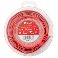 Термоусаживаемая трубка ТУТ нг 8/4 красная ролик 2 м EKF | код tut-8-r-b | EKF