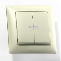 СЕЛЕНА Выключатель 2 клавишный С510-397 скрытый слоновая кость | код 8144 | Кунцево-Электро