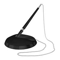 Ручка шариковая настольная BRAUBERG Стенд-Пен Блэк2, СИНЯЯ, цепочка, корпус черный, линия письма 0,5 мм, 141347 | код 141347 | BRAUBERG