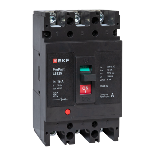 Автоматический выключатель LS125 18кА 3P 16А ProPact EKF | код mccb-125-18-3-16-ls | EKF фото 2 Автоматический выключатель LS125 18кА 3P 16А ProPact EKF | код mccb-125-18-3-16-ls | EKF фото 2