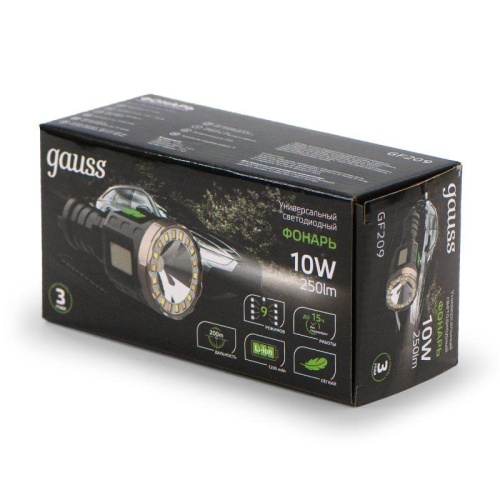 Фонарь аккумуляторный ручной GFL209 10Вт 250лм Li-ion 1200мА.ч LED GAUSS GF209 Фонарь аккумуляторный ручной GFL209 10Вт 250лм Li-ion 1200мА.ч LED GAUSS GF209