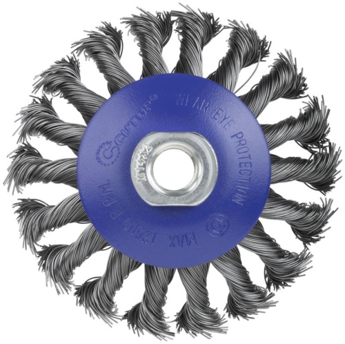 Щетка для УШМ, М14, Тарелка, крученая проволока 0,5 мм, 100 мм, блистер, Profi | код 82-905 | FIT фото 6