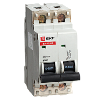Автоматический выключатель ВА 47-63 6кА, 2P 20А (C) EKF | код. mcb4763-6-2-20C | EKF 