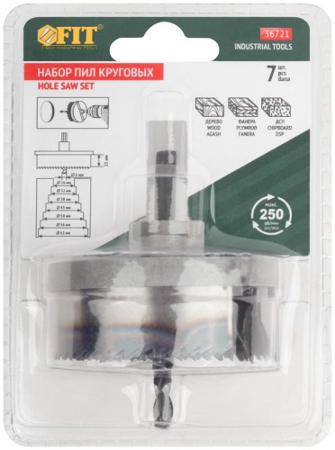 Пилы круговые с каленым зубом 1'', 26 - 63 мм | код 36721 | FIT фото 3