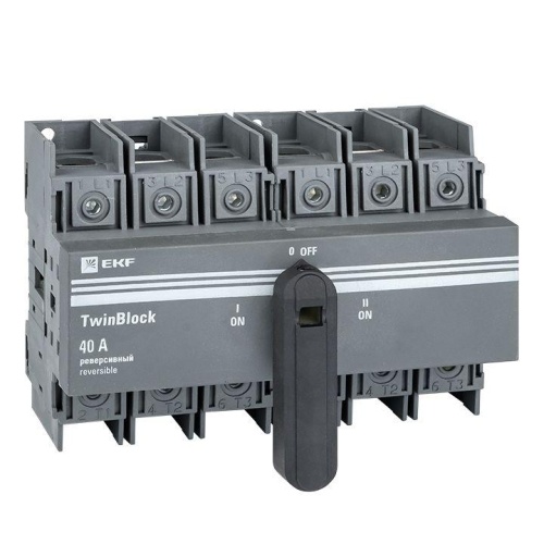 Рубильник 40A 3P реверсивный c рукояткой для прямой установки TwinBlock | код tb-s-40-3p-rev | EKF