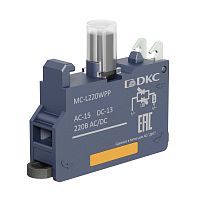 Контактный блок с клеммным безвинтовым зажимом со светодиодом на 220В, белый | код MC-L220WPP | DKC