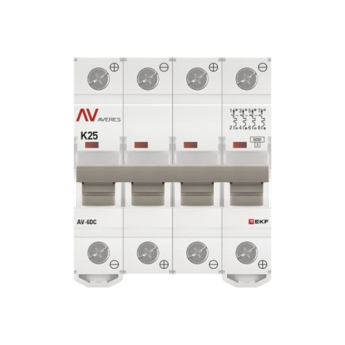 Выключатель автоматический AV-6 DC 4P 25A (K) 6kA EKF AVERES | код mcb6-DC-4-25K-av | EKF фото 5