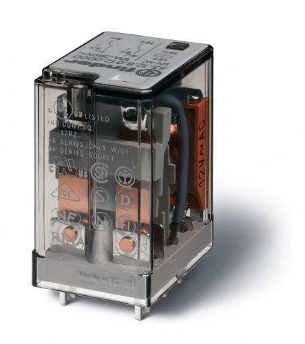 Миниатюрное универсальное электромеханическое реле, монтаж на печатную плату, 2CO 10A, контакты AgCdO, катушка 110В DC, степень защиты RTI, опции: нет | код 551291102000 | FINDER