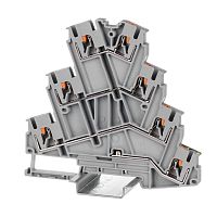 Клемма многоуровневая для подключения электродвигателя, зажим push-in, 7 точек подключения, 2.5 кв.мм, серая | код VPR-2.5-PE-3L | DKC