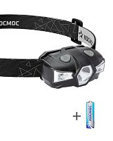 Фонарь налобный 1Вт LED+красн. 1xAA (R6) корпус ABS-пластик регулируемый эласт. ремешок | код KOC517B | КОСМОС