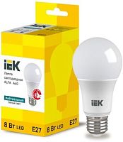 Лампа LED ALFA A60 шар 8Вт 230В 4000К E27 | код LLA-A60-8-230-40-E27 | IEK