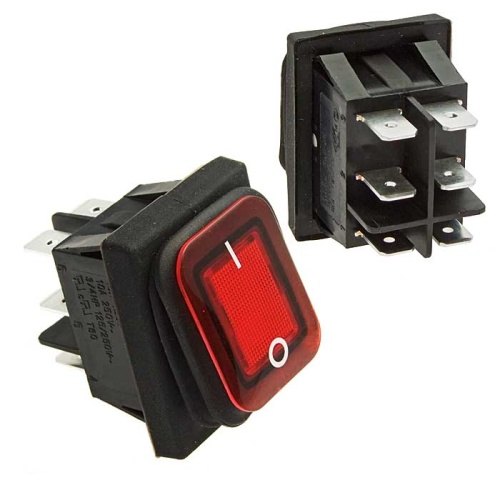 Клавишный переключатель RUICHI SB091, IP65, ON-ON, 22x30 мм | код 100082 | Ruichi