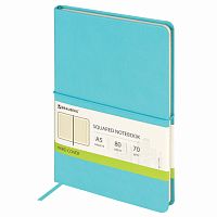 Бизнес-блокнот А5 (148x218 мм), BRAUBERG Metropolis X, под кожу, резинка, 80 л., бирюзовый, 111035 | код 111035 | BRAUBERG