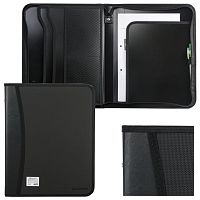 Папка на молнии пластиковая BRAUBERG, А4, 350х282х33 мм, 2 отделения, 4 кармана, бизнес-класс, черная, 225166 | код 225166 | BRAUBERG