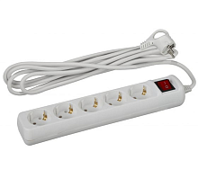 Удлинитель 5х3м с заземл. 10А IP20 ПВС 3х0.75 с выкл. | код Б0035757 | Эра