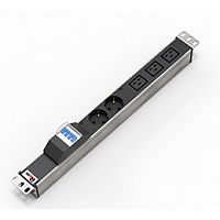 Блок розеток Rem-32 с авт., инд., 2 Sсhuko, 3 IEC 60320 C19, 32 А, алюм., 19, колодка | код R-32-2S-3C19-A-I-440-K | REM