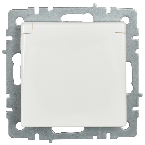 BRITE Розетка 1-местная с заземлением с защитными шторками и крышкой 16А IP20 РСбш10-3-БрБ белый | код BR-R16-16-K01 | IEK фото 5