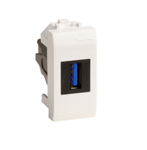 USB 3.0 розетка, Brava, белая, 1 мод. | код 76300B | DKC