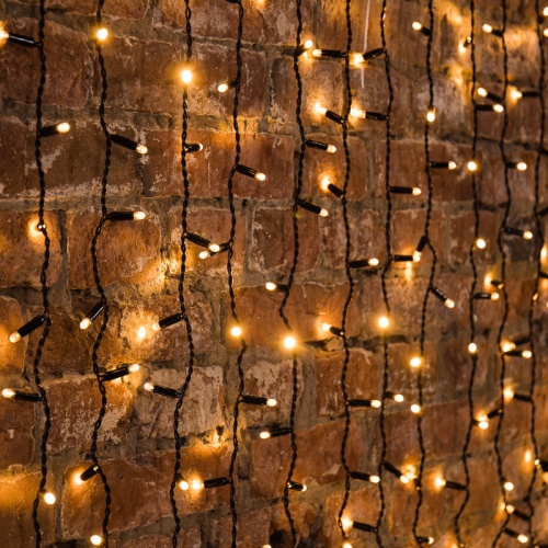 Гирлянда светодиодная Дождь 2х6 м, постоянное свечение, черный провод, 230 В, диоды ТЕПЛЫЙ БЕЛЫЙ | код 235-376 | NEON-NIGHT