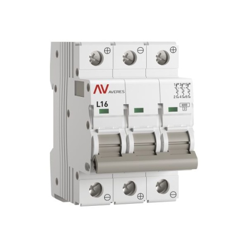 Выключатель автоматический AV-6 DC 3P 16A (L) 6kA EKF AVERES | код mcb6-DC-3-16L-av | EKF