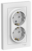 ATLASDESIGN РОЗЕТКА двойная с заземлением со шторками, 16А, в сборе, ЛОТОС | код ATN001326 | Systeme Electric