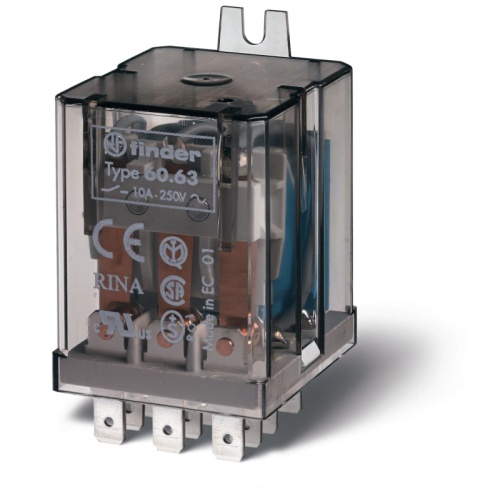 Универсальное электромеханическое реле, монтаж в наконечники Faston 187 (4.8х0.8мм), 3CO 10A, контакты AgNi, катушка 230В AC, степень защиты RTI, боковой монтажный фланец, опции: нет | код 606382300000 | FINDER Универсальное электромеханическое реле, монтаж в наконечники Faston 187 (4.8х0.8мм), 3CO 10A, контакты AgNi, катушка 230В AC, степень защиты RTI, боковой монтажный фланец, опции: нет | код 606382300000 | FINDER