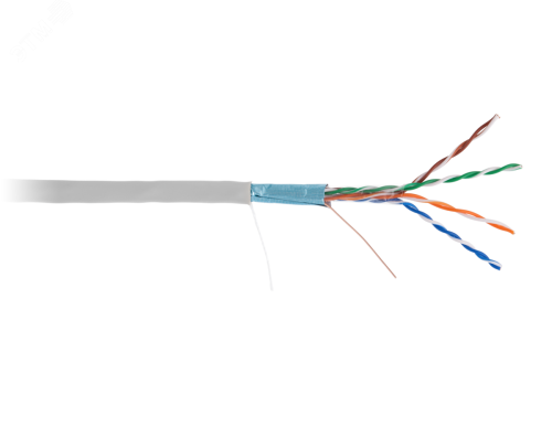Кабель F/UTP 4 пары Кат.5e одножильный медный внутренний PVC серый 100м | код EC-UF004-5E-PVC-GY-1 | NETLAN