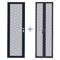 Комплект дверей 42U, 600 мм, черный, передняя - перфорированная, задняя - распашная перфорированная | код TWT-CBB-DR42-6x-S-P1 | TWT