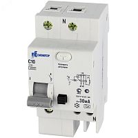 Выключатель автоматический дифференциальный АВДТ-063 1P+N 10А Idn-30mA тип А | код 7000670 | Контактор