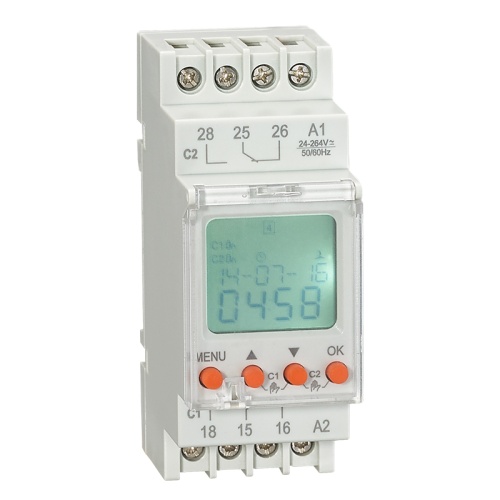 Цифровой таймер RD-TPA2, 2CO, 16A(250VAC), 24_264VAC/DC, астрономическая годовая программа, русское меню, LCD, 2M | код RD-TPA2 | RELETEK