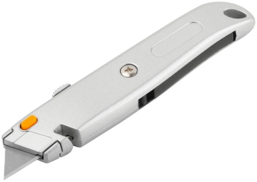 Нож для напольных покрытий серый, металлический корпус, кассета 4 лезвия | код 10342 | FIT фото 2