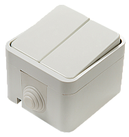 Выключатель двухклавишный AQUA белый полугерметичный 3200 IN HOME | код 4690612000435 | IN HOME