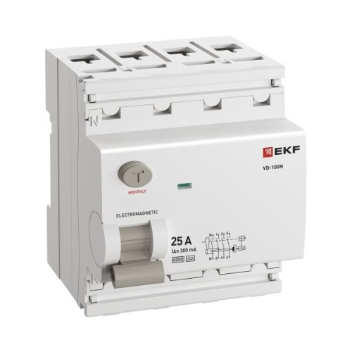 Выключатель дифференциального тока ВД-100N 4P 25А 300мА A эл-мех 6кА PROXIMA EKF | код E1046MA25300 | EKF фото 3