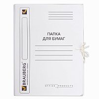 Папка для бумаг с завязками картонная мелованная BRAUBERG, гарантированная плотность 320 г/м2, до 200 листов, 121513 | код 121513 | BRAUBERG
