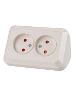 Розетка угловая двойная 2П открытой установки с з/ш IP20 250В 10А сл. кость Ладога TDM | код SQ1801-0242 | TDM