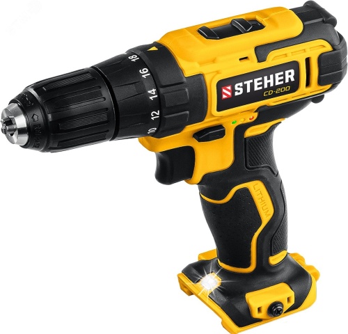 Дрель-шуруповерт 20 В, 40 Нм, без АКБ | код CD-200 | Steher