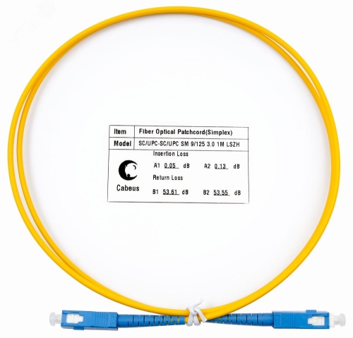 Шнур оптический simplex 1м SC-SC 9/125 sm LSZH | код FOP(s)-9-SC-SC-1m | Cabeus