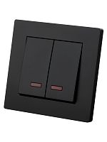 Выключатель 2 кл. с подсветкой 10А черный Сенеж TDM | код SQ1816-0305 | TDM