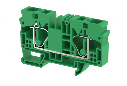 Клемма проходная пружинная 16 мм2, на 2 подключения, зеленая SQ16-GREEN | код 2106010003 | Elmex